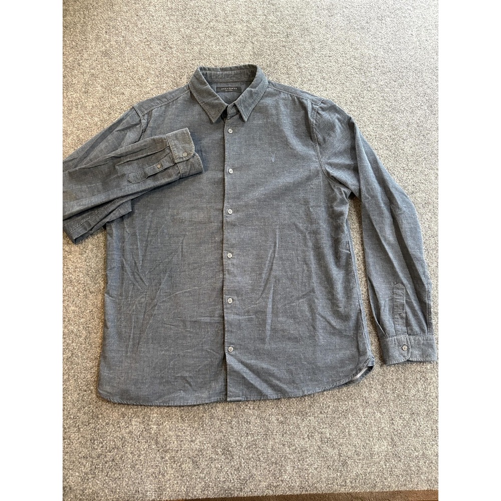 AllSaints Lorella Shirt Mens 2XL Gray Corduroy Long Sleeve Button Up Casual